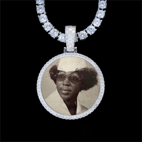 925S & VVS Moissanite 3D Circle Custom Picture Pendant