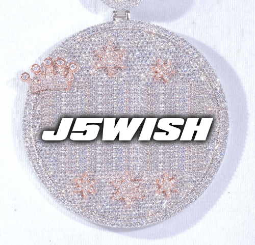 CUSTOM LETTER NECKLACE 3D BIG CROWN DISC