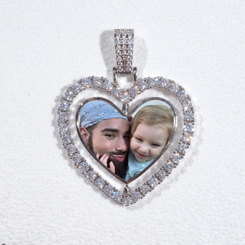 3D Spinning 2-Faced Heart Custom Picture Pendant