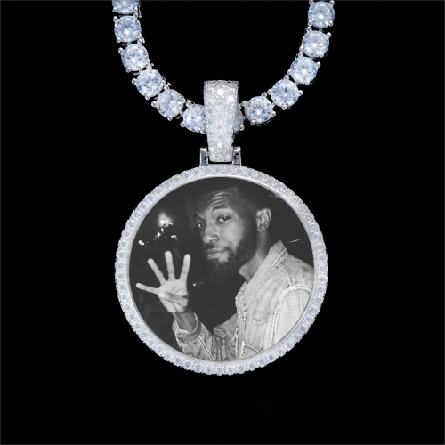 925S & VVS Moissanite 3D Circle Custom Picture Pendant