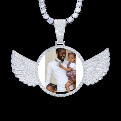 925S & VVS Moissanite 3D Wing Custom Picture Pendant