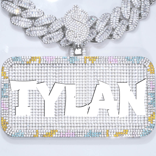 CUSTOM LETTER NECKLACE 3D COLORFUL SQUARE