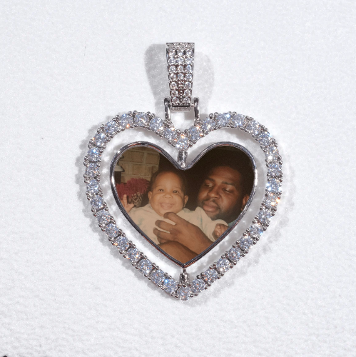 3D Spinning 2-Faced Heart Custom Picture Pendant