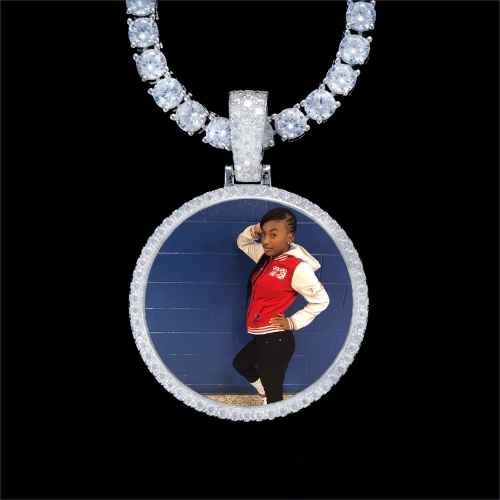 925S & VVS Moissanite 3D Circle Custom Picture Pendant