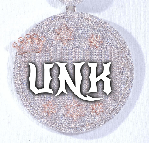 CUSTOM LETTER NECKLACE 3D BIG CROWN DISC