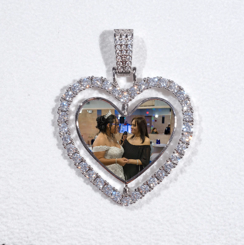 3D Spinning 2-Faced Heart Custom Picture Pendant