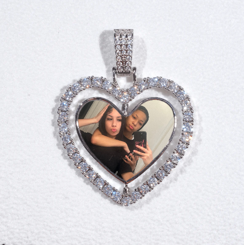 3D Spinning 2-Faced Heart Custom Picture Pendant