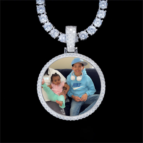 925S & VVS Moissanite 3D Circle Custom Picture Pendant