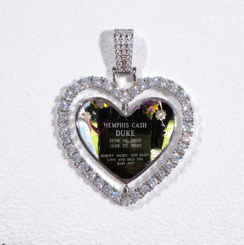 3D Spinning 2-Faced Heart Custom Picture Pendant