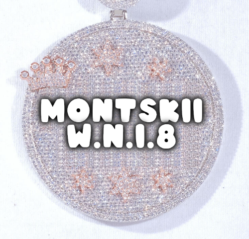 CUSTOM LETTER NECKLACE 3D BIG CROWN DISC