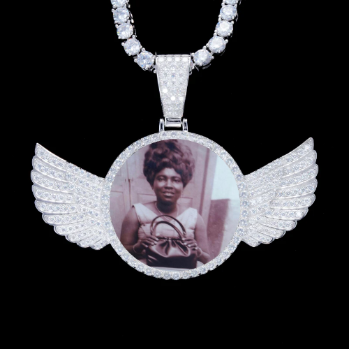925S & VVS Moissanite 3D Wing Custom Picture Pendant