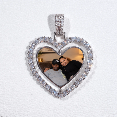 3D Spinning 2-Faced Heart Custom Picture Pendant