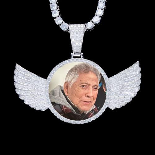 925S & VVS Moissanite 3D Wing Custom Picture Pendant