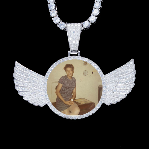 925S & VVS Moissanite 3D Wing Custom Picture Pendant