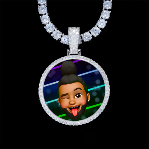 925S & VVS Moissanite 3D Circle Custom Picture Pendant
