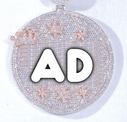 CUSTOM LETTER NECKLACE 3D BIG CROWN DISC