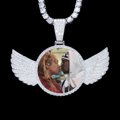 925S & VVS Moissanite 3D Wing Custom Picture Pendant