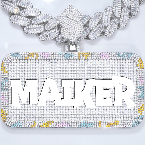 CUSTOM LETTER NECKLACE 3D COLORFUL SQUARE