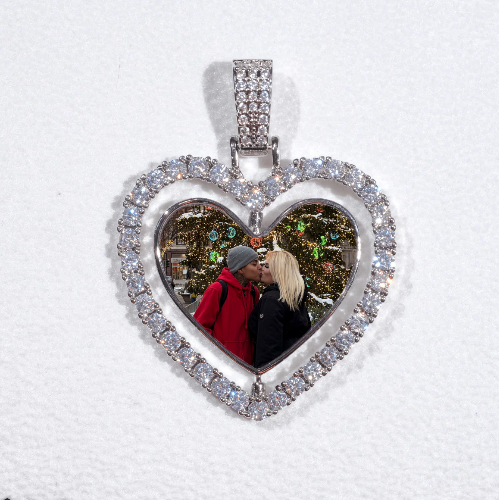 3D Spinning 2-Faced Heart Custom Picture Pendant