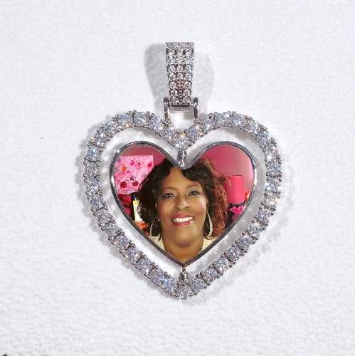 3D Spinning 2-Faced Heart Custom Picture Pendant