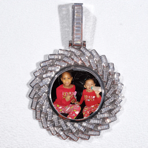 Large 3D Baguette Custom Picture Pendant