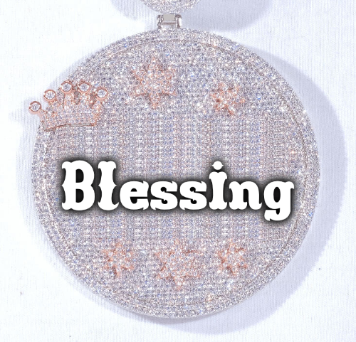 CUSTOM LETTER NECKLACE 3D BIG CROWN DISC