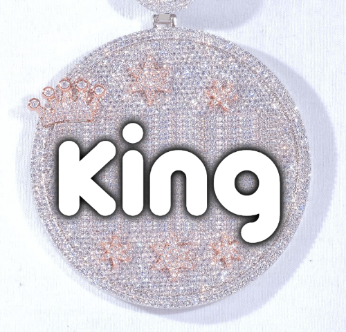 CUSTOM LETTER NECKLACE 3D BIG CROWN DISC
