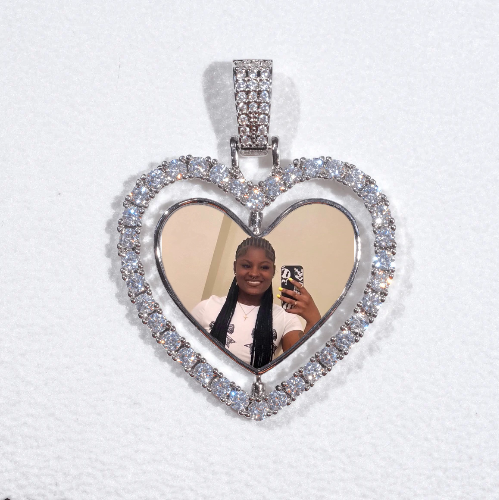 3D Spinning 2-Faced Heart Custom Picture Pendant