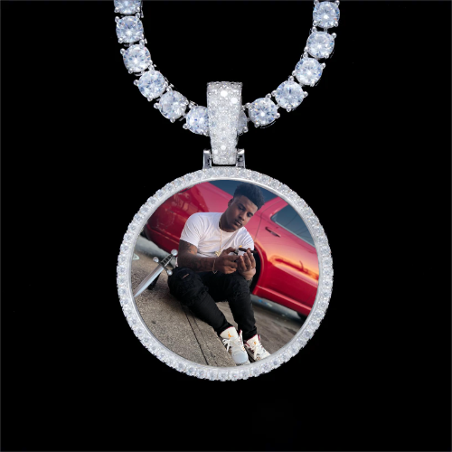 925S & VVS Moissanite 3D Circle Custom Picture Pendant