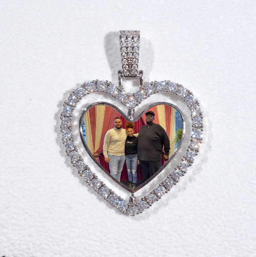 3D Spinning 2-Faced Heart Custom Picture Pendant