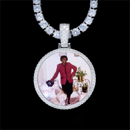 925S & VVS Moissanite 3D Circle Custom Picture Pendant