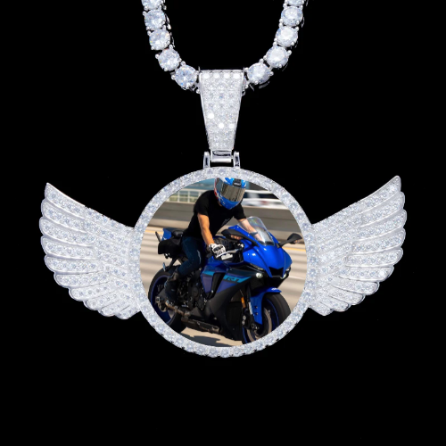 925S & VVS Moissanite 3D Wing Custom Picture Pendant
