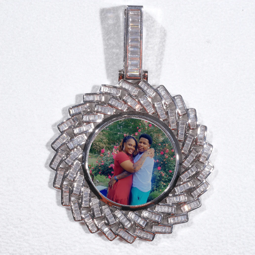 Large 3D Baguette Custom Picture Pendant