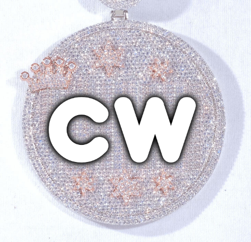 CUSTOM LETTER NECKLACE 3D BIG CROWN DISC