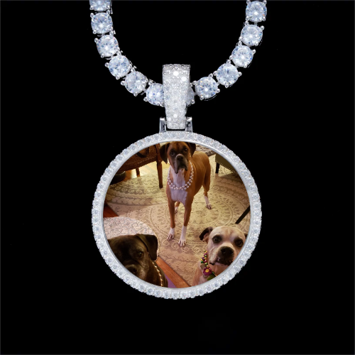 925S & VVS Moissanite 3D Circle Custom Picture Pendant