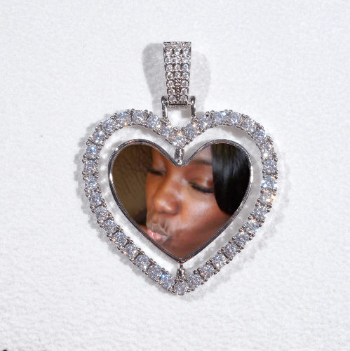 3D Spinning 2-Faced Heart Custom Picture Pendant