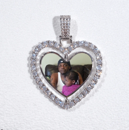 3D Spinning 2-Faced Heart Custom Picture Pendant