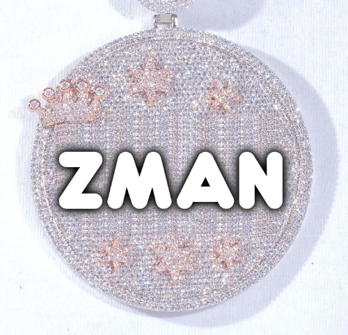 CUSTOM LETTER NECKLACE 3D BIG CROWN DISC