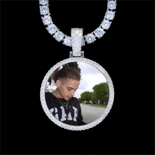 925S & VVS Moissanite 3D Circle Custom Picture Pendant