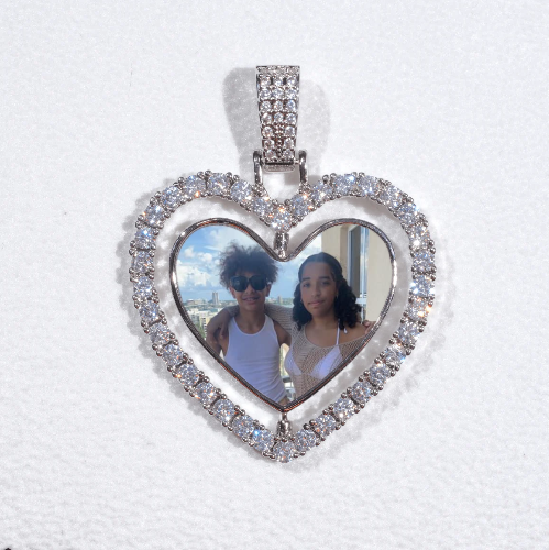 3D Spinning 2-Faced Heart Custom Picture Pendant
