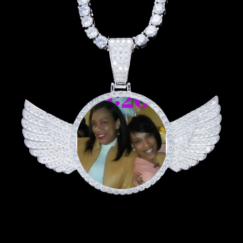 925S & VVS Moissanite 3D Wing Custom Picture Pendant