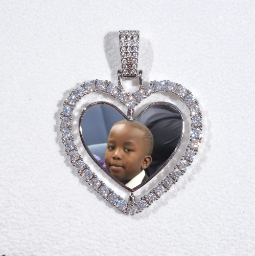 3D Spinning 2-Faced Heart Custom Picture Pendant