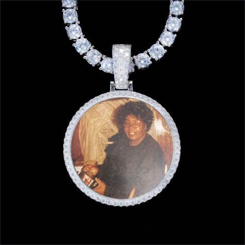 925S & VVS Moissanite 3D Circle Custom Picture Pendant