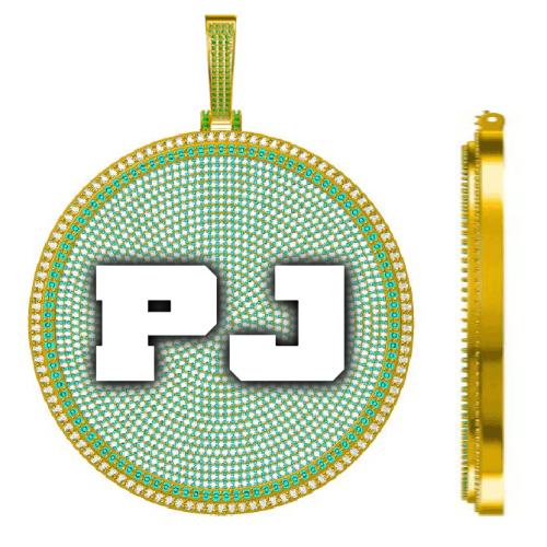 CUSTOM LETTER NECKLACE 3D BIG DISC