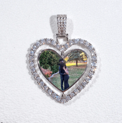 3D Spinning 2-Faced Heart Custom Picture Pendant