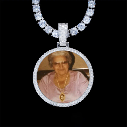 925S & VVS Moissanite 3D Circle Custom Picture Pendant