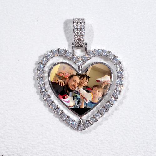3D Spinning 2-Faced Heart Custom Picture Pendant