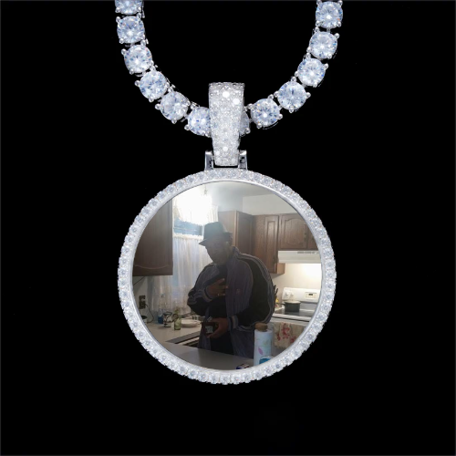 925S & VVS Moissanite 3D Circle Custom Picture Pendant