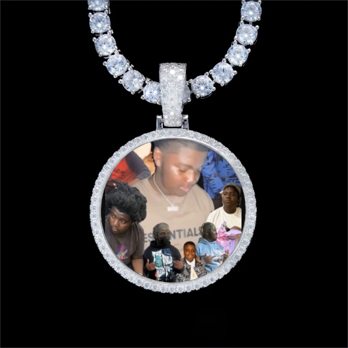 925S & VVS Moissanite 3D Circle Custom Picture Pendant