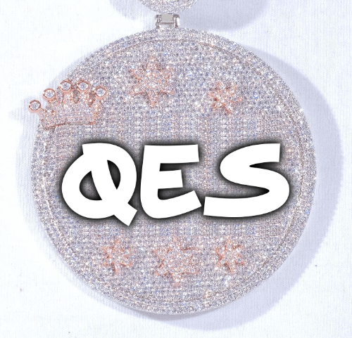 CUSTOM LETTER NECKLACE 3D BIG CROWN DISC